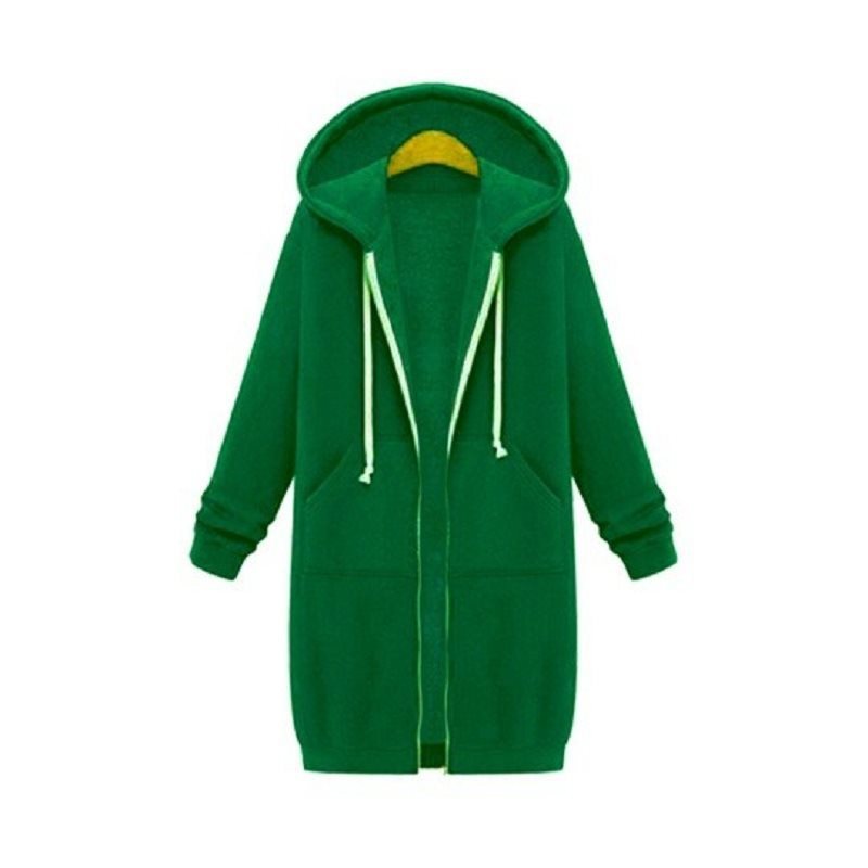 Women's Fleece Pullover Long Hooded Sleeve Mid-length Women's Sweater, Sweater