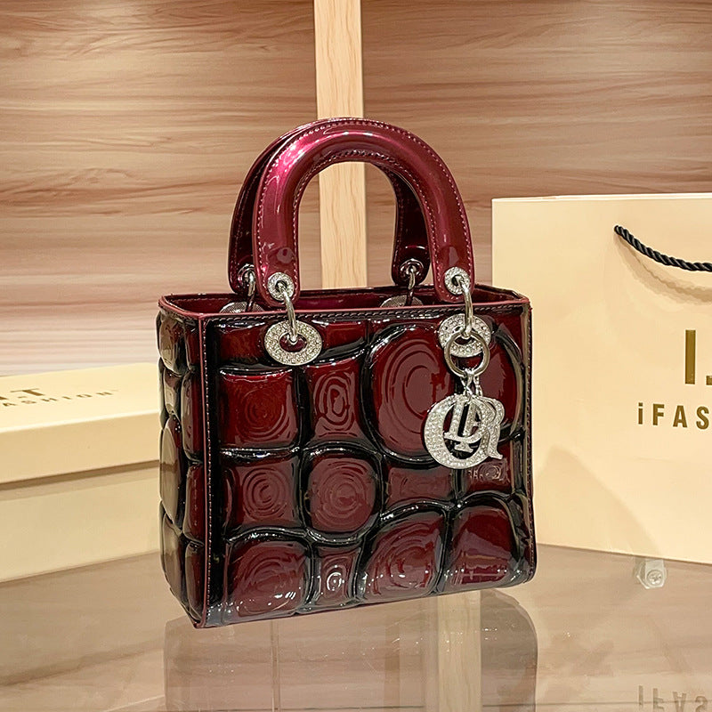 Women's High-grade Patent Leather Portable Diana Fashion Crossbody Bags