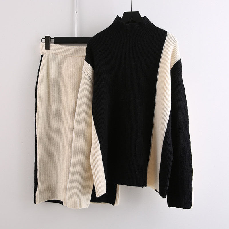 Women's Idle Style Design Color Matching Turtleneck Sweaters