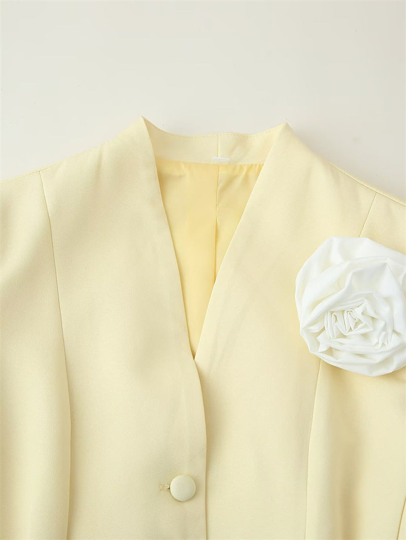 Women's Summer Fashion Elegant Handmade Flowers Waist Blazers