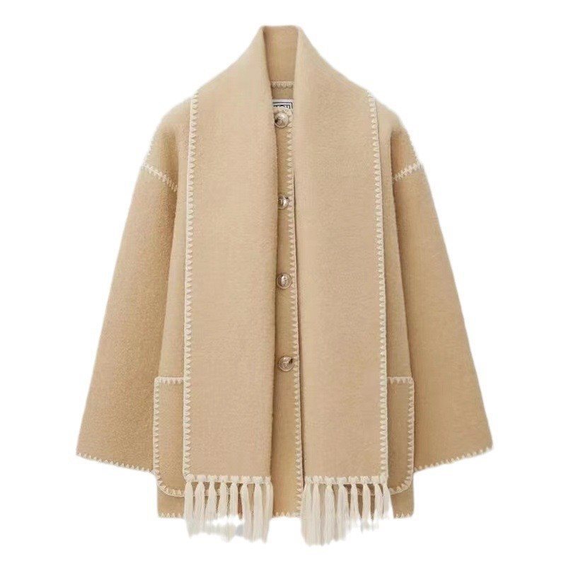 Women's Fashion Woolen Thick Loose With Scarf Clothing
