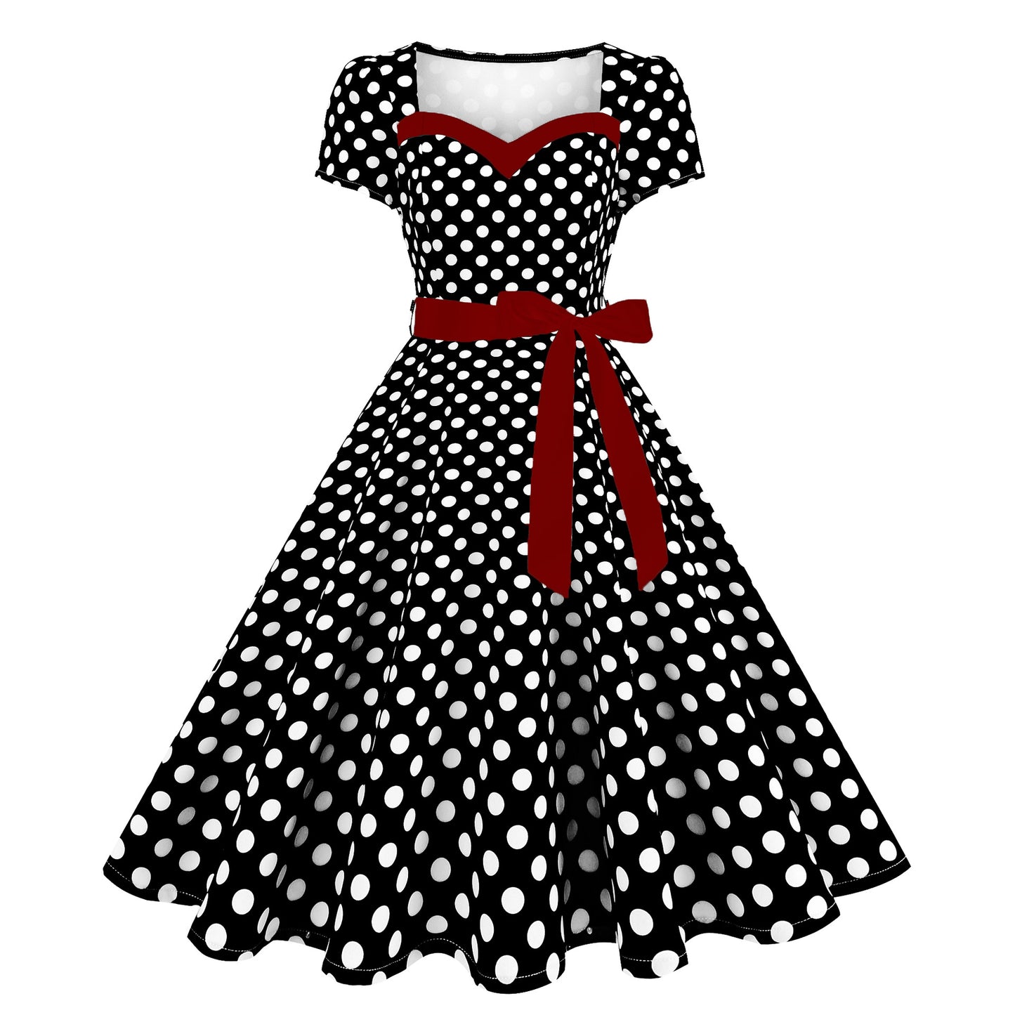 Women's Wear Hepburn Style Dress Sleeve Large Swing Polka Dresses