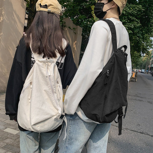 Women's & Men's & Washed Canvas Niche Solid Color Retro Backpacks