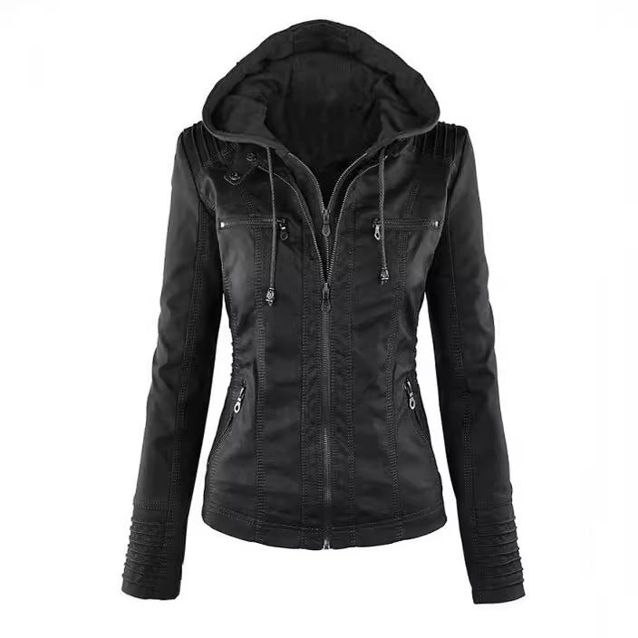 Women's Fashion Detachable Lapel Long Sleeve Solid Color Jackets
