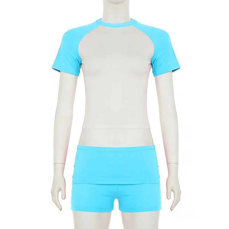 Comfortable Basic Sports Short-sleeved Solid Hair Fashion Casual Suit