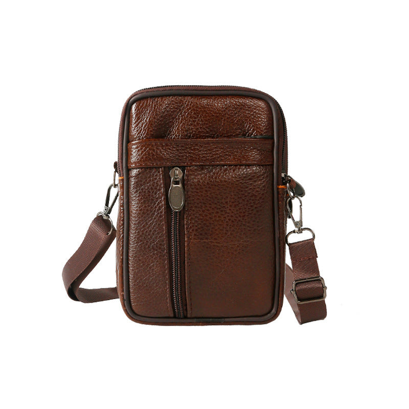 Casual Men's Versatile Vertical Leather Zipper Men's Messenger Bags