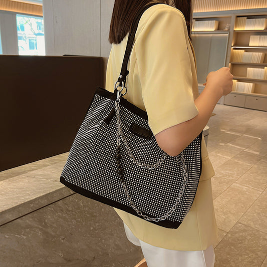 Women's Diamond Fashion Underarm Western Style Simple Tote Bags