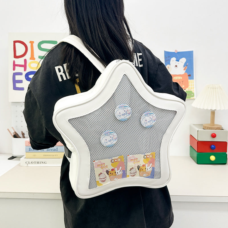 Women's Style Cartoon Trendy Design Five-pointed Star Middle School Students' Schoolbags