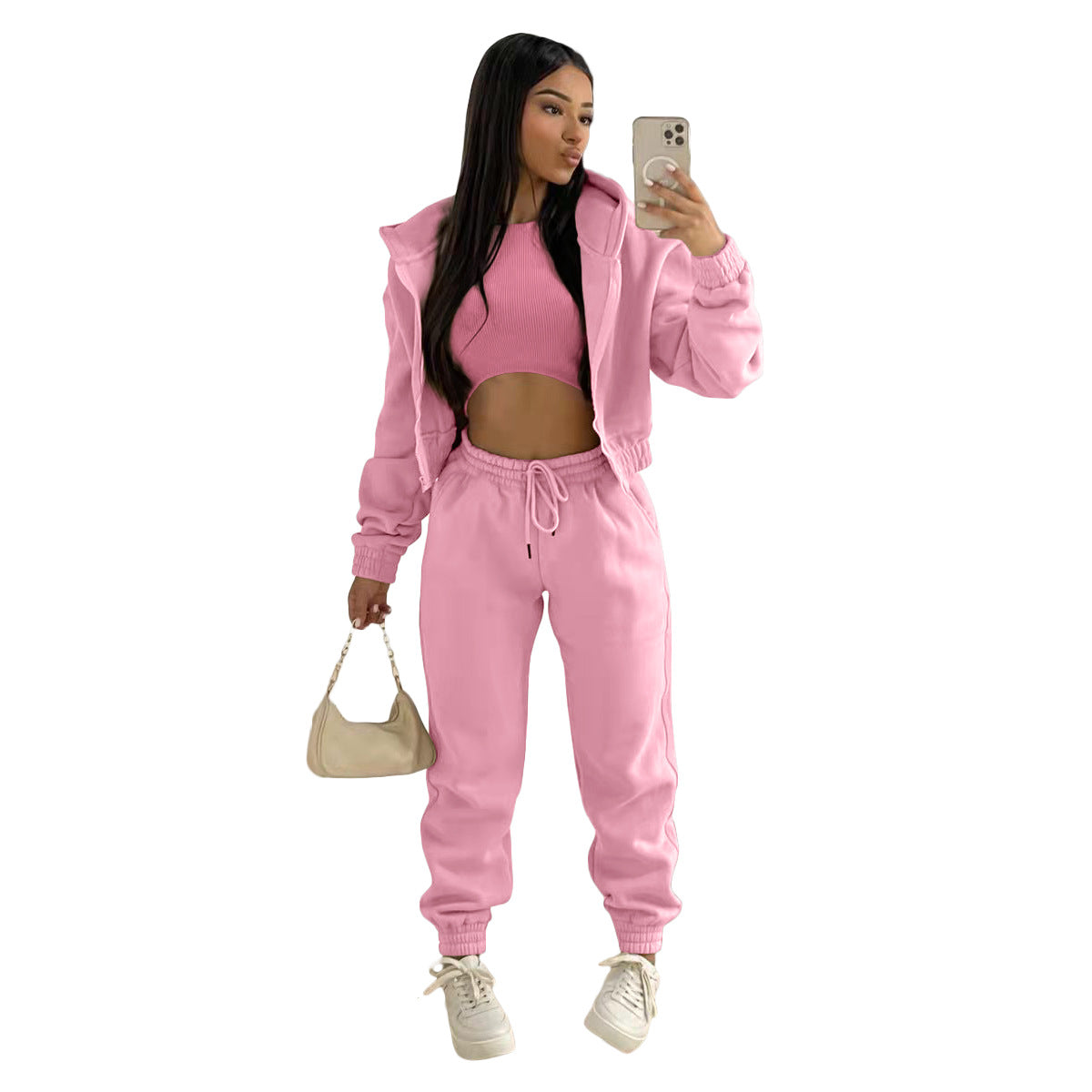 Women's Brushed Hoody Hooded Sports Casual Set Suits