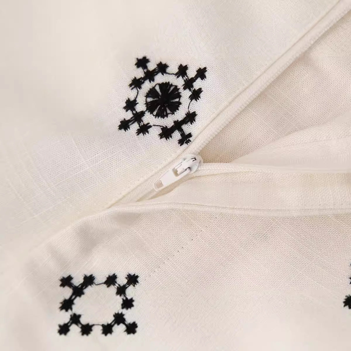 Women's Fashion Wear Geometric Embroidery Straight Trousers Pants