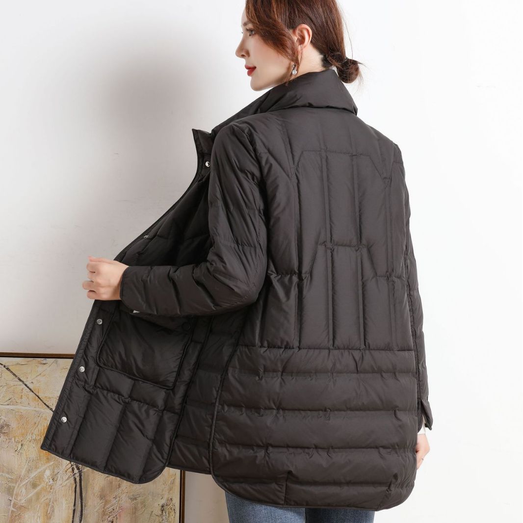 Women's Seamless Adhesive Veet Down Lightweight Mid-length Jackets