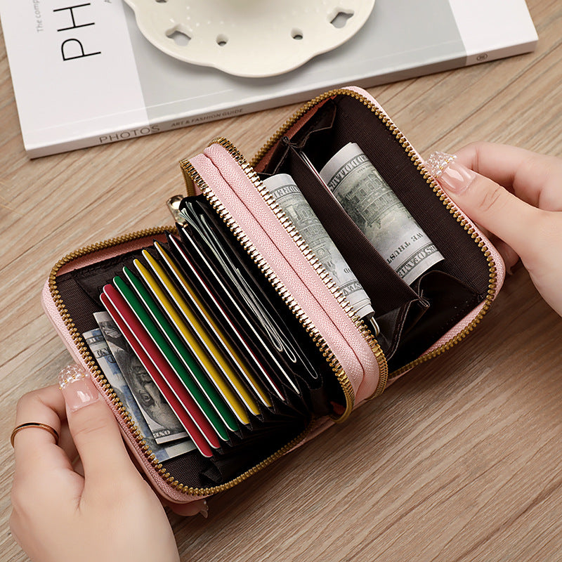 Women's Double Zipper Large Capacity Expanding Fashion Id Package