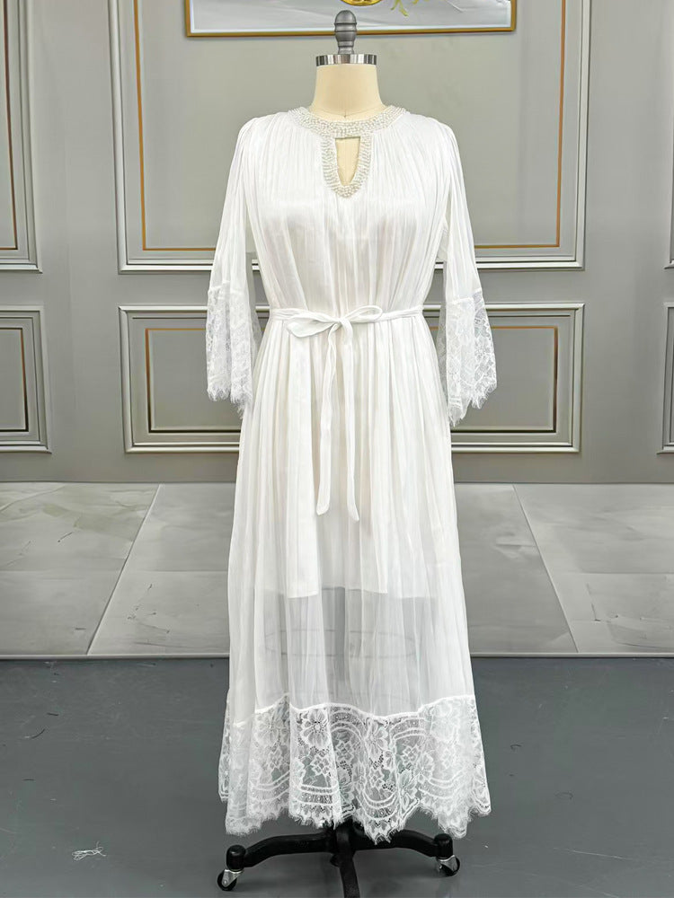 Women's Large Pleated Dress High-grade Lace Summer Dresses