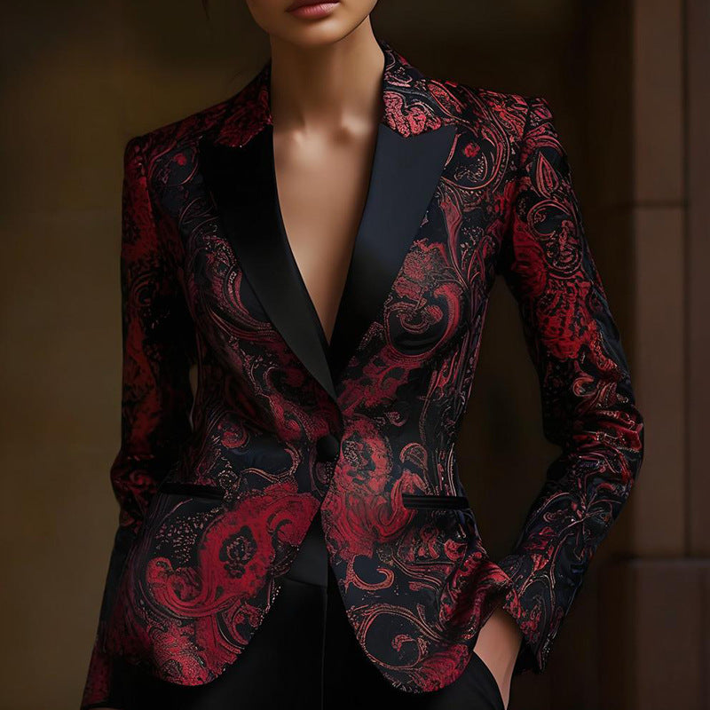 Women's Creative Printed Business Temperament Small Blazers