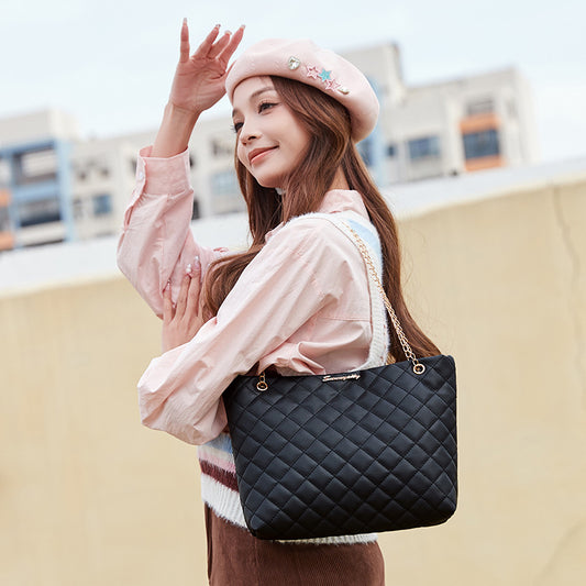 Women's Niche Diamond Quilted Big Chain High-grade Shoulder Bags