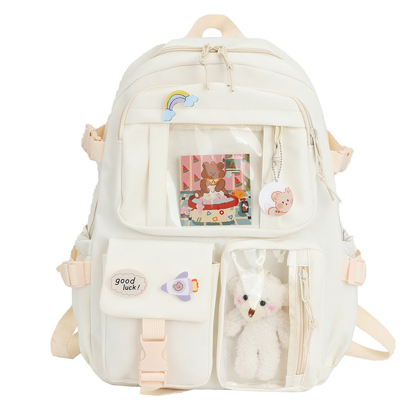 Canvas Pure Colored Fresh Korean Style Middle School Students' Schoolbags