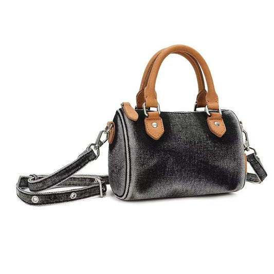 Women's Retro Denim Fashion Trendy Portable Boston Crossbody Bags