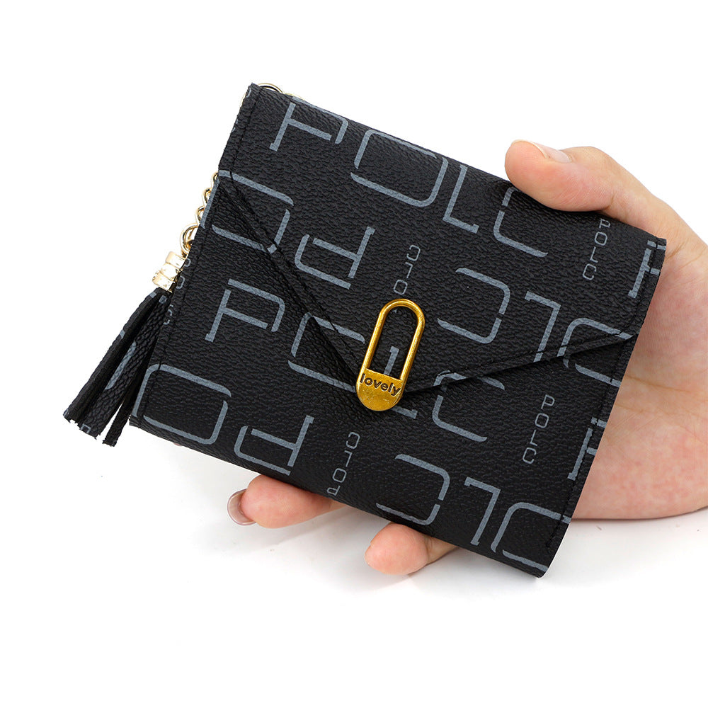 Women's Fashion Letters Printing Short Multiple Slots Purses