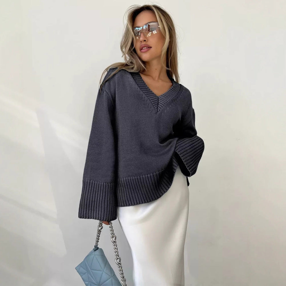 Women's Solid Color Pullover Idle Style Casual Sweaters