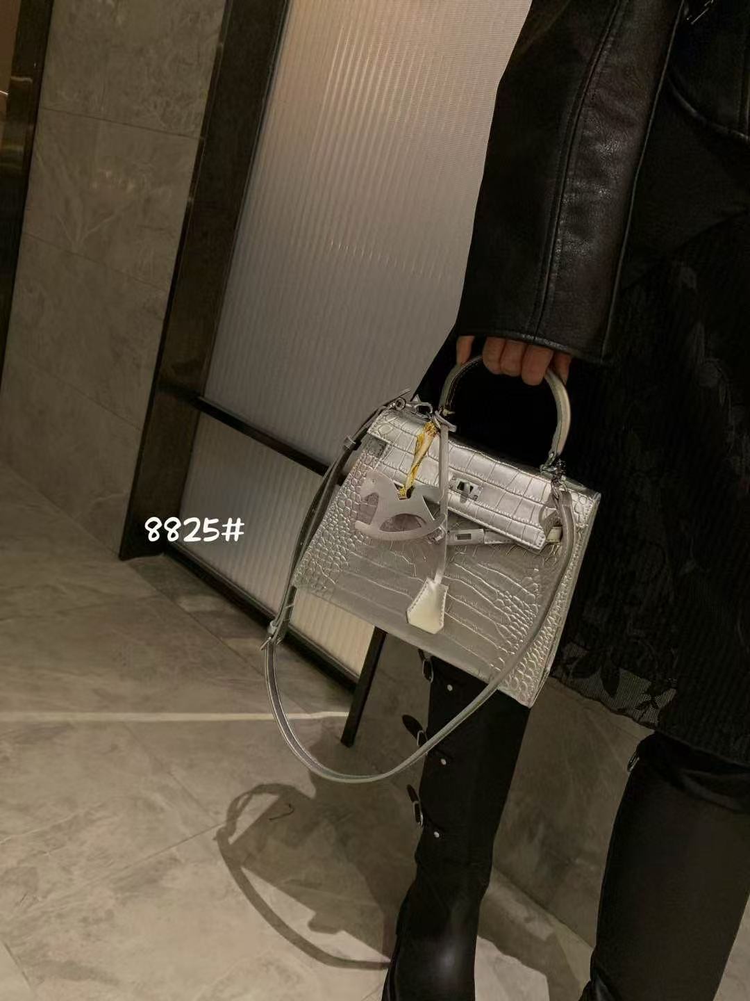 Women's Design Crocodile Pattern Portable Kelly Genuine Bags