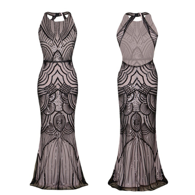 Women's Long Pearl Embroidery Dress Banquet Temperament Wedding Dresses
