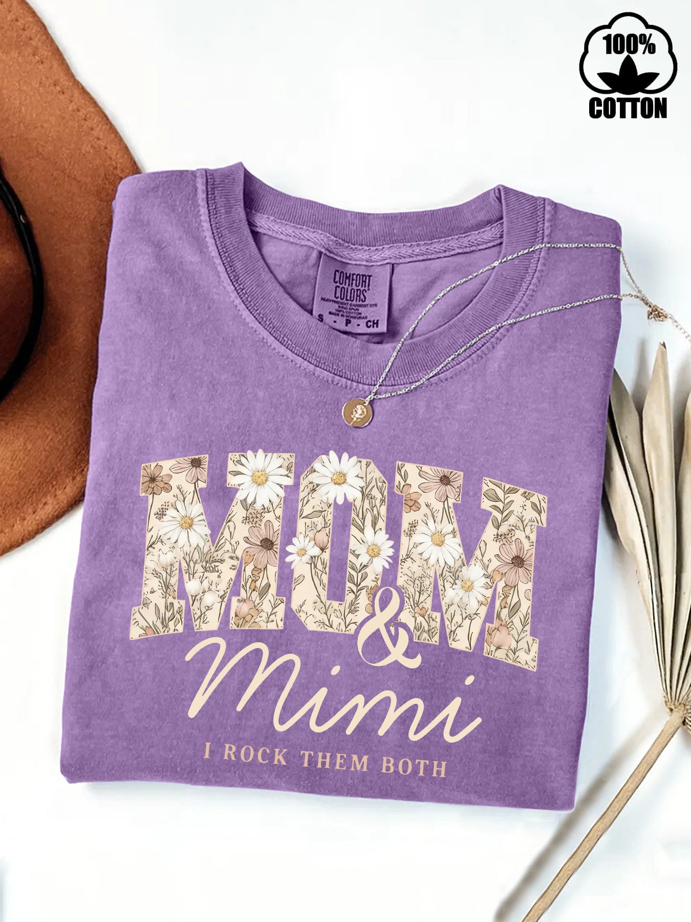 Pure Cotton Washed Fried Snowflake Mother Mei Love Both Printed Women's T-shirt