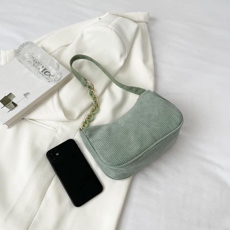 Women's Korean Style Artistic Cloth Simple Corduroy Shoulder Bags