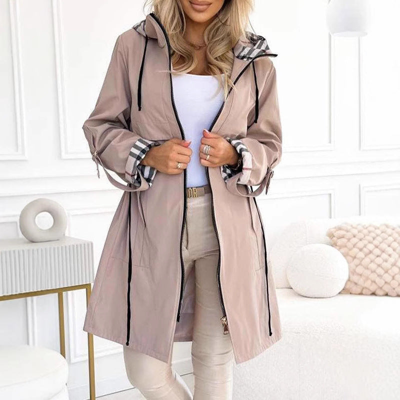 Graceful Innovative Glamorous Hooded Plaid Casual Jackets