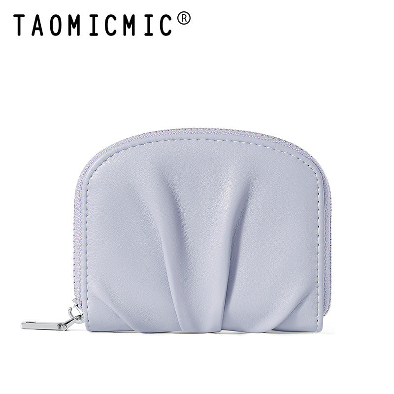 Women's Organ Versatile Pleated Mini Compact Card Holder