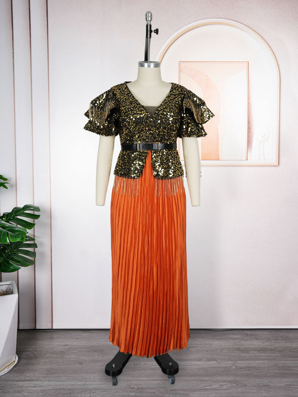 Women's Party Dress Elegant African Wear Sequins Dresses