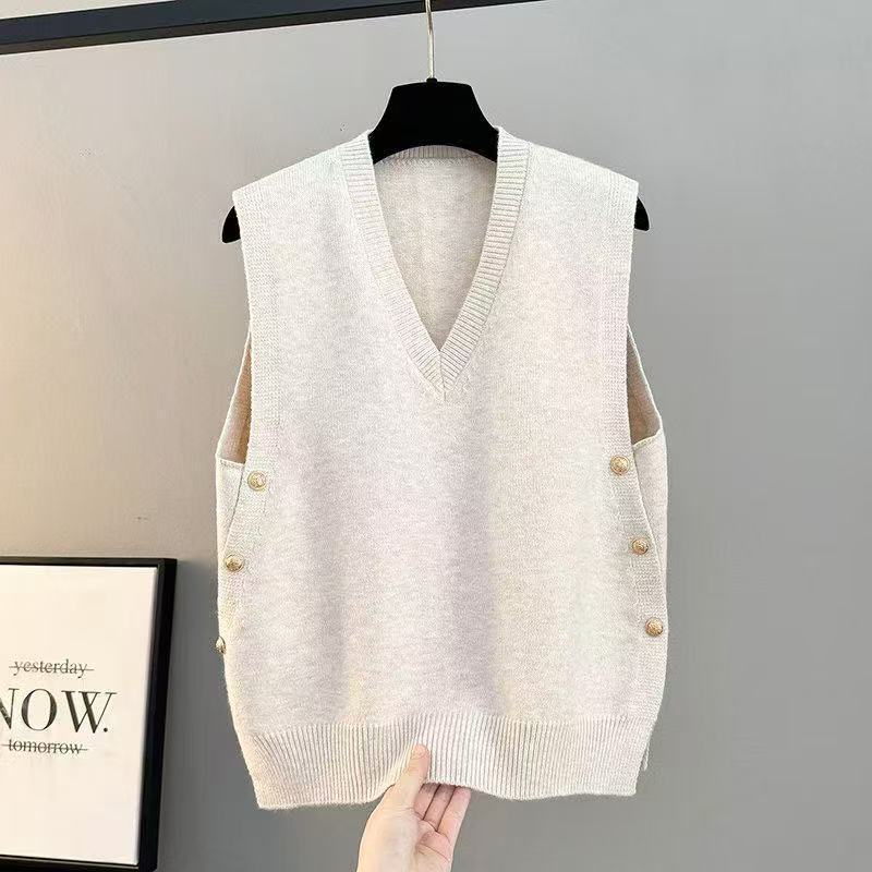 Women's Bandage Dress Knitted Sleeveless Loose Outer Women's Vest