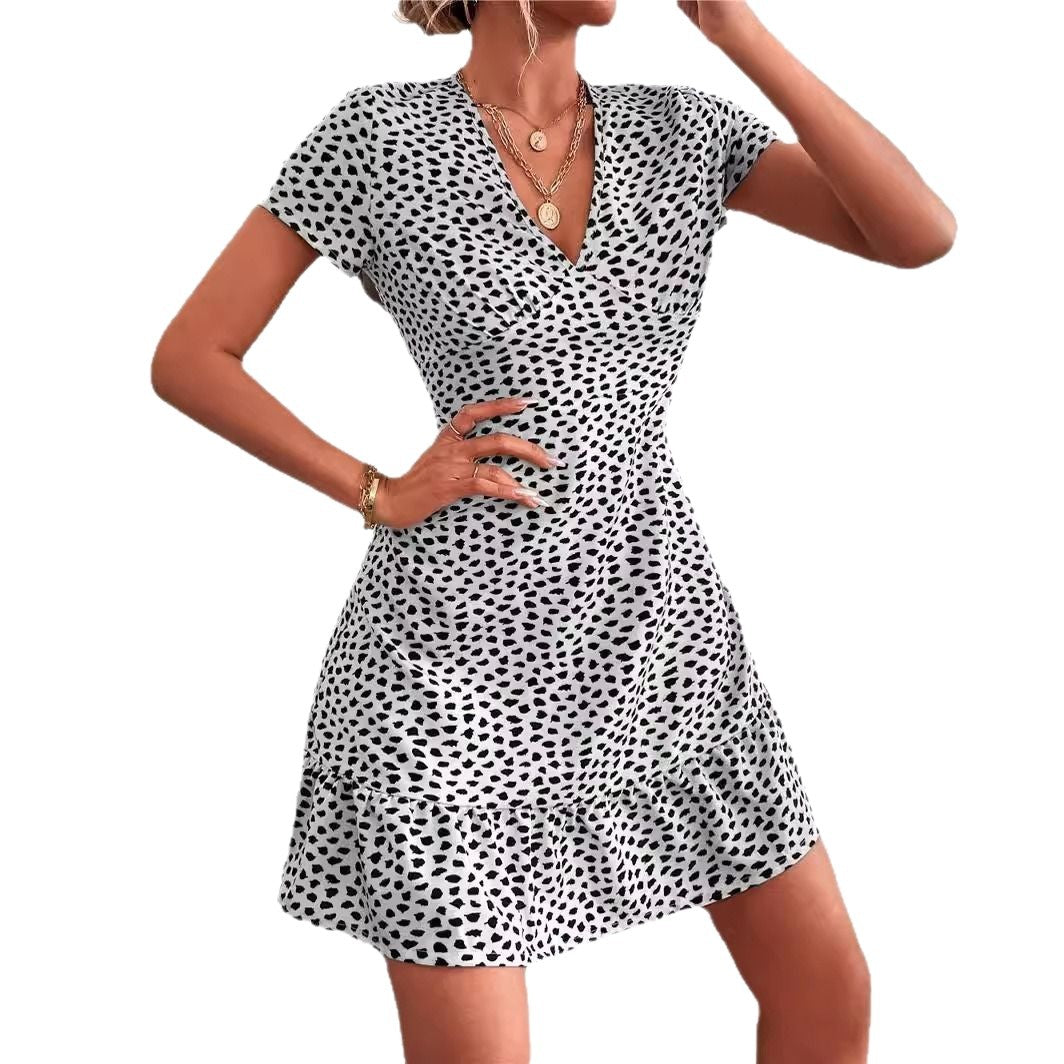 Women's Summer Sexy Deep Dotted Floral Elegant Dress