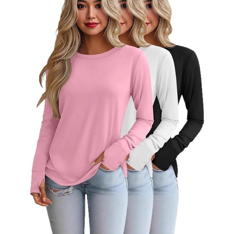 Women's Autumn Round Neck T-shirt Long Sleeve Blouses