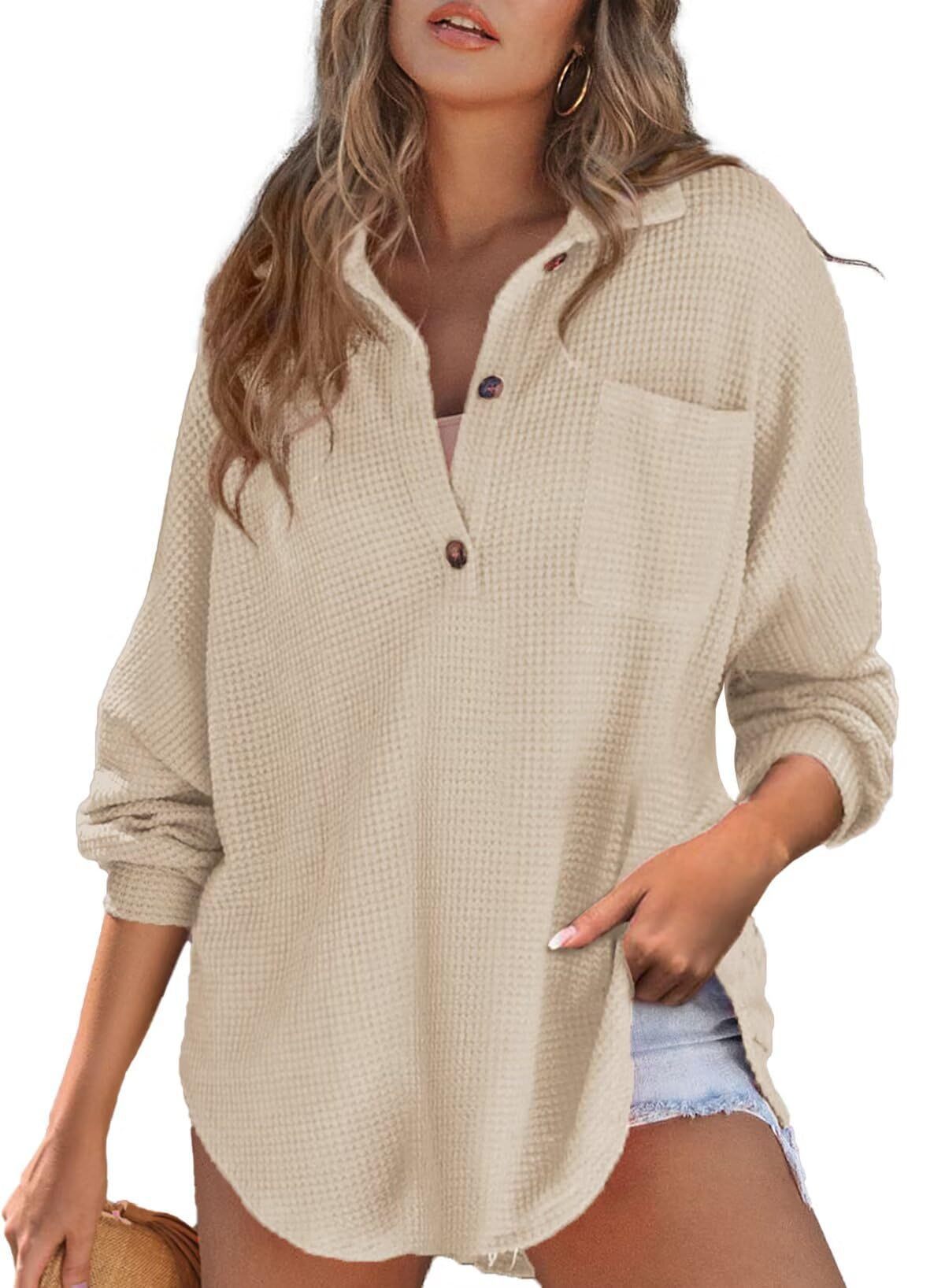Glamorous Casual Women's Waffle Knitted Loose Women's Sweater, Sweater