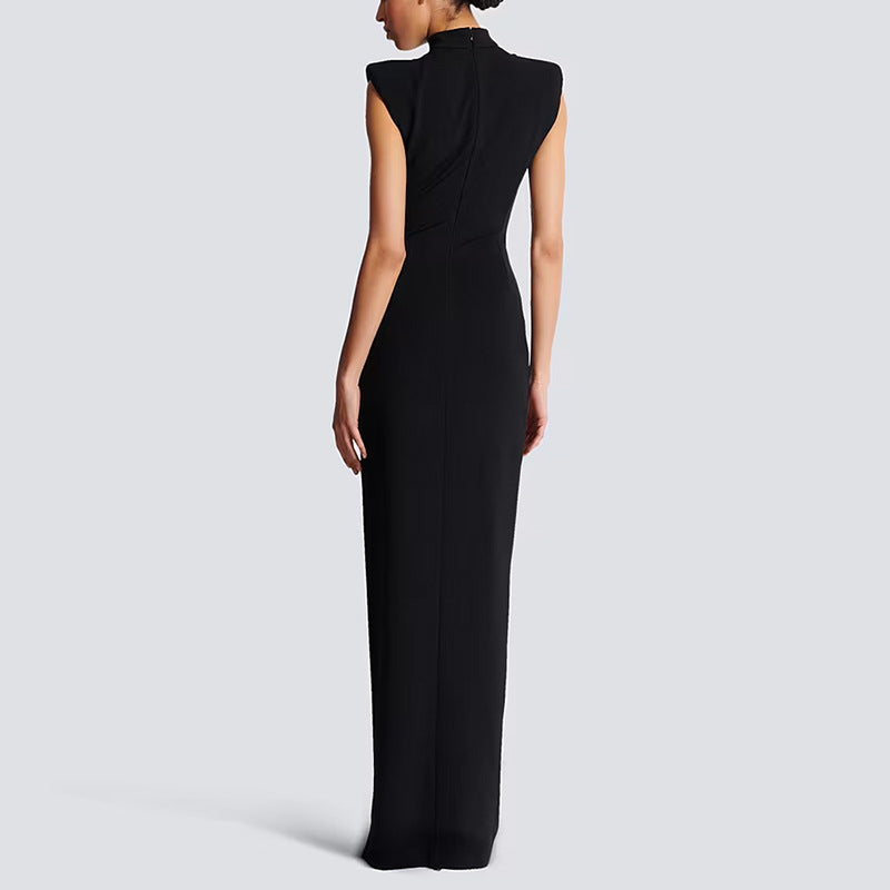 Sleeveless Zipper Split Stretch Long Dress Dresses