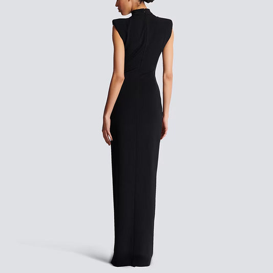 Sleeveless Zipper Split Stretch Long Dress Dresses