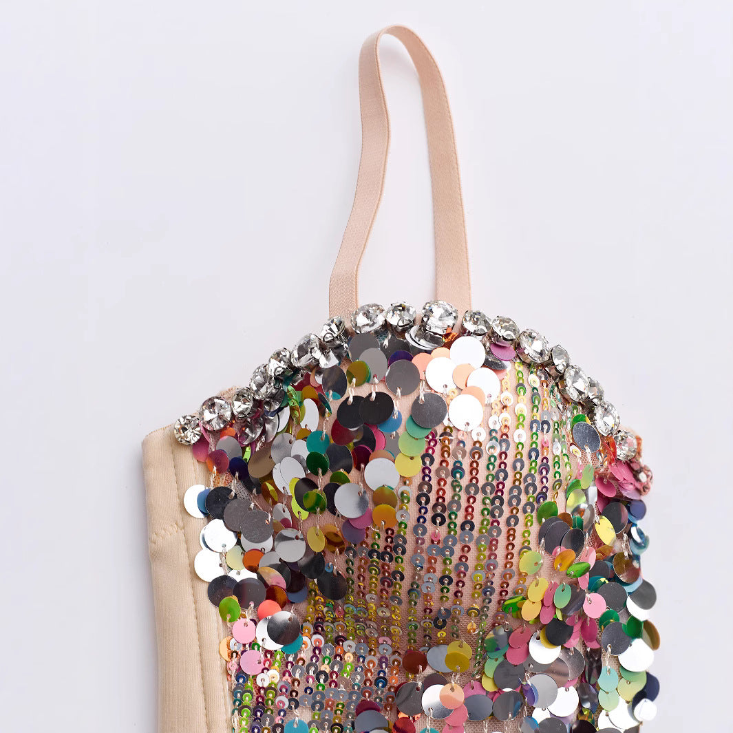 Women's Outer Wear Hot Chain Sequins Tube Sexy Tops