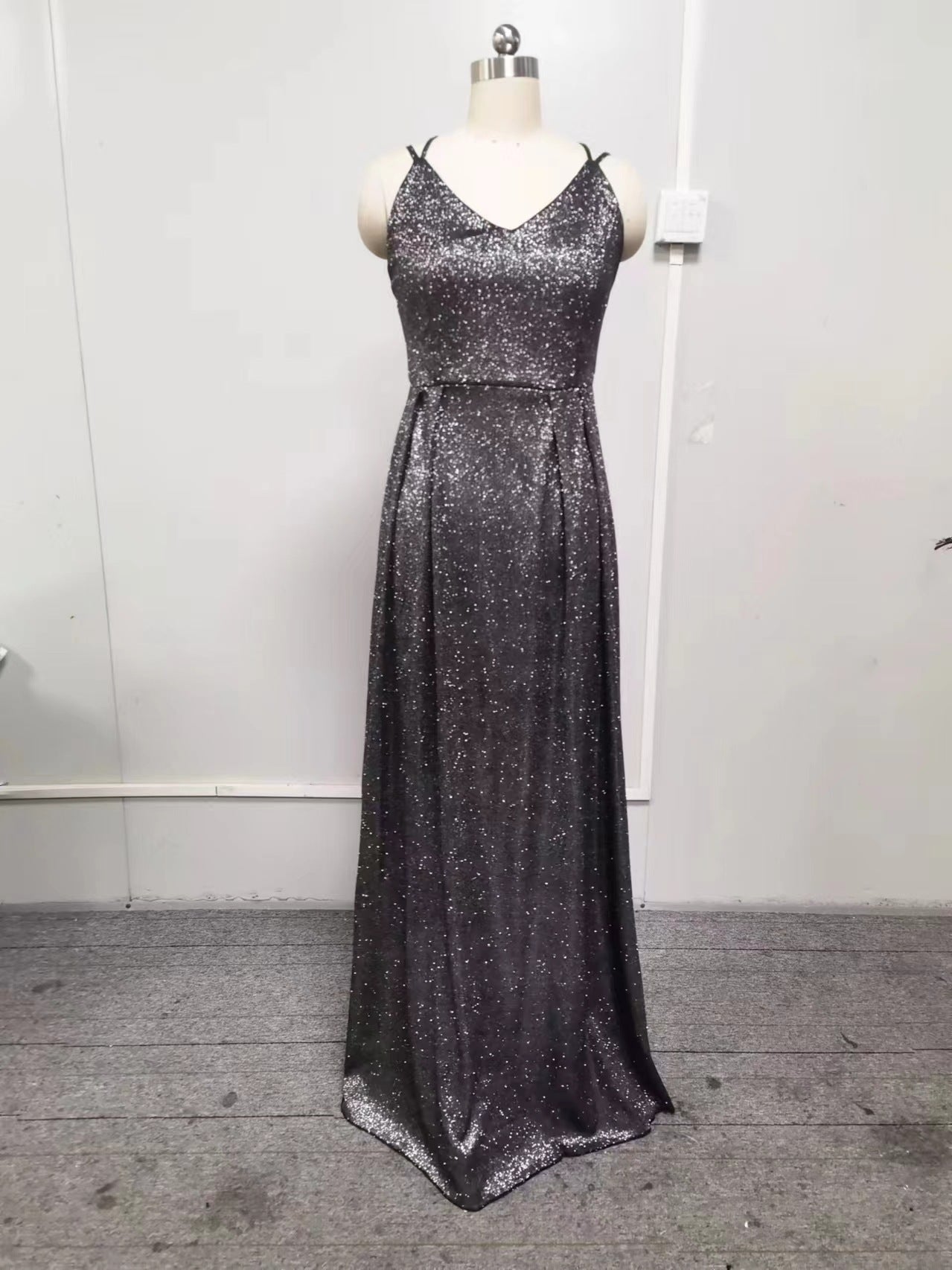 Shiny Long Large Hem A- Line Dresses
