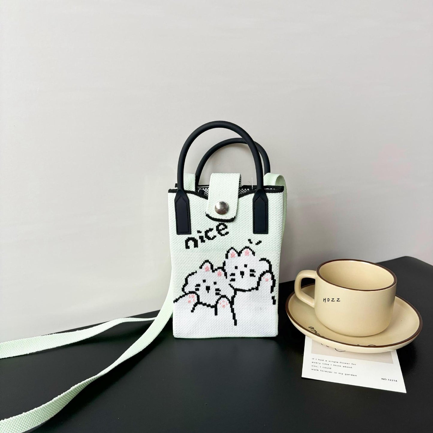 High Sense Mobile Cartoon Knitted Dopamine Bags