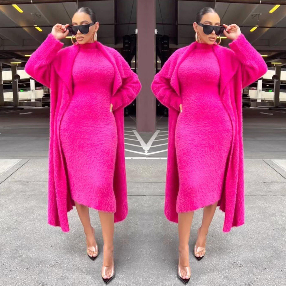Women's Fashion Loose Double-sided Veet Dress Suits