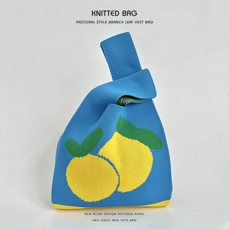 Summer Dopamine Fruit Female Knitted Hand Handbags