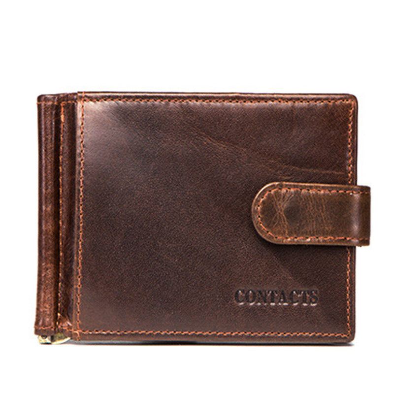 Angel Fashion Leather Clamp First Layer Card Holder