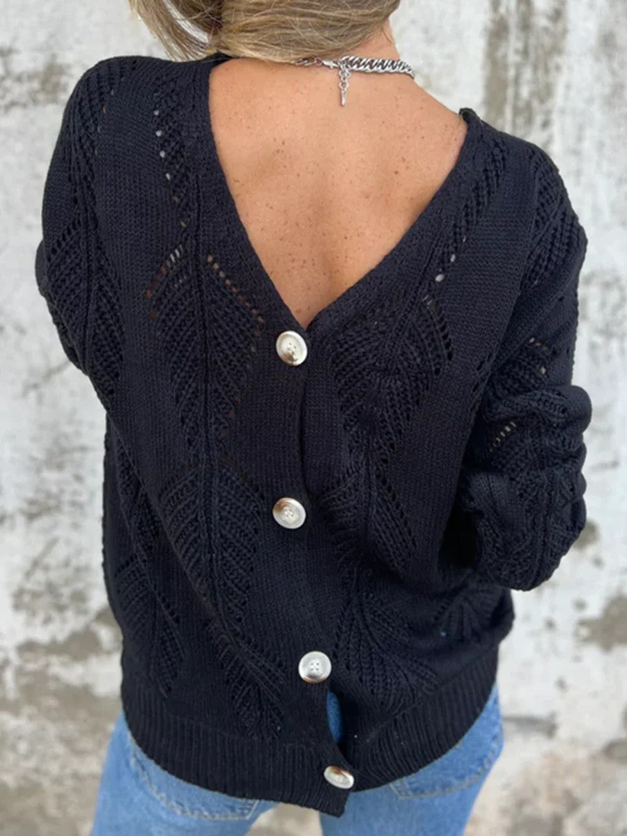 Women's Leaves Long-sleeved Knitted Loose Double-sided Wearable Sweaters