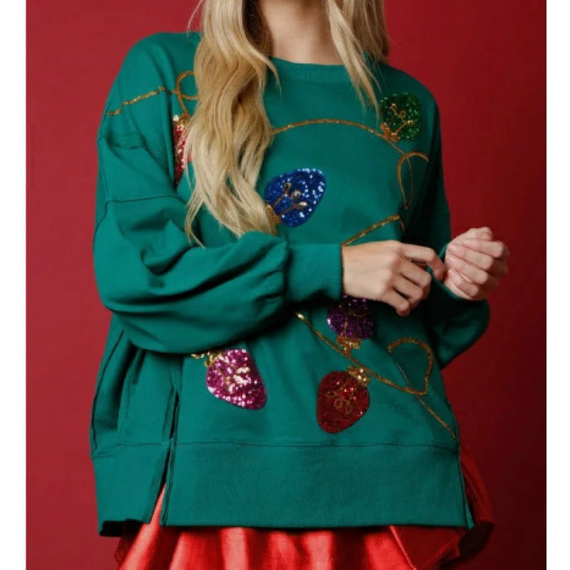 Women's Fashion Trend Sequined Long Sleeve Pullover Sweaters