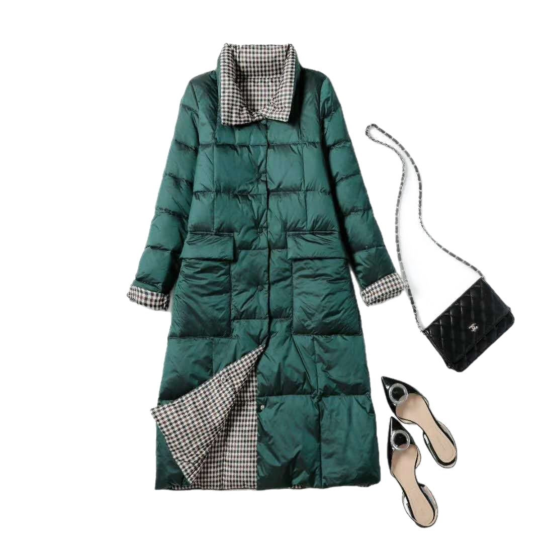 Women's Double-sided Wear Down Mid-length Korean Slimming Jackets