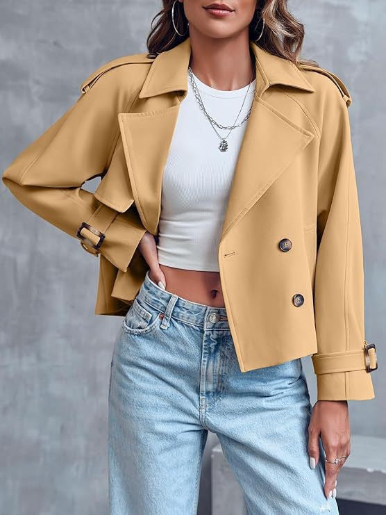Women's Double Breasted Trench Fashion Long Sleeve Coats