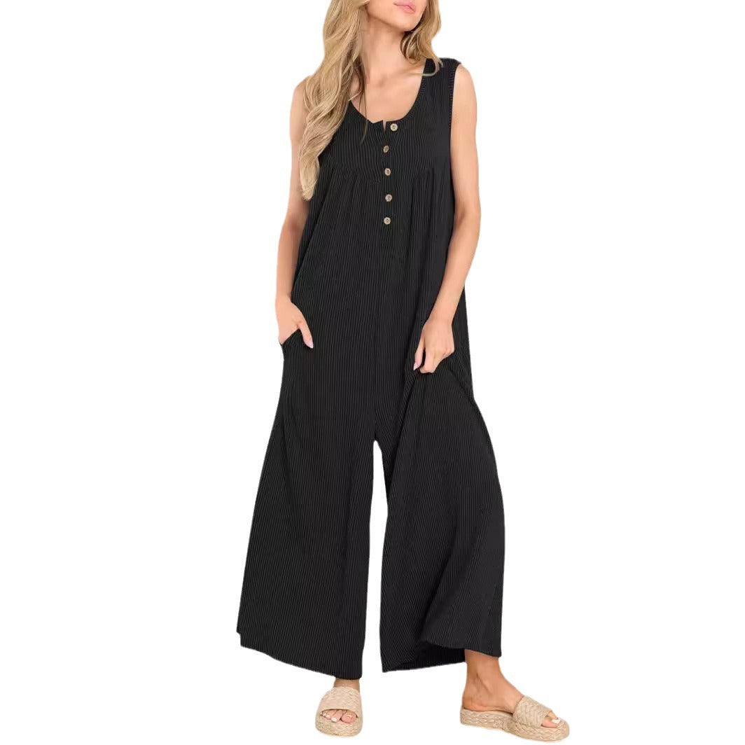 Attractive Slouchy Women's Fresh Casual Pocket Women's Jumpsuit/clothing