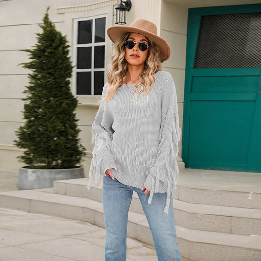 Women's Pretty Spring Pullover Tassel Loose Sweaters