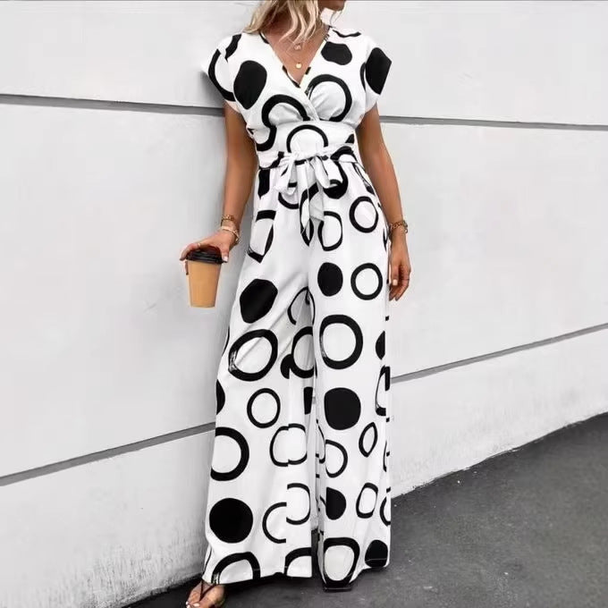 Women's Fashion Elegant Casual High Waist Print Jumpsuits
