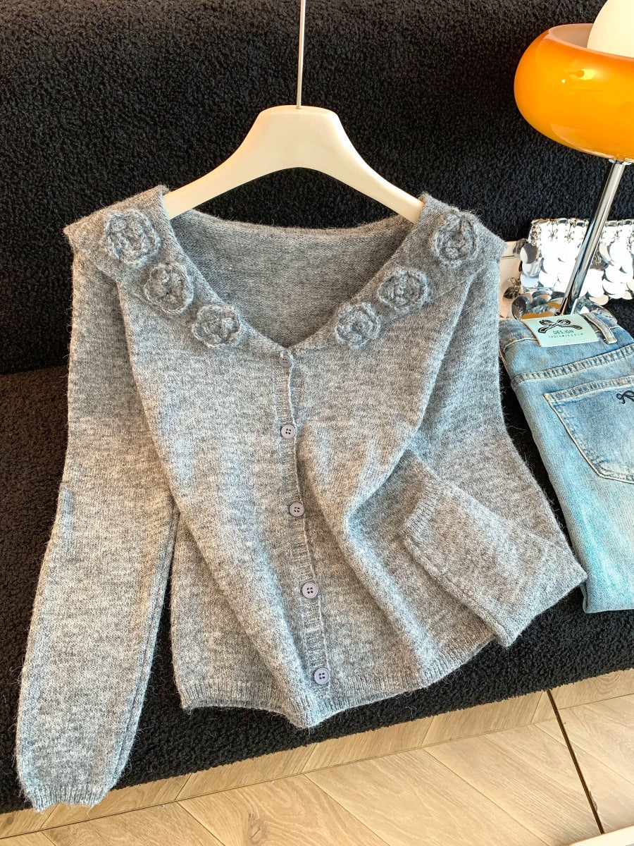 Women's Three-dimensional Flower Soft Glutinous High-grade Idle Sweaters